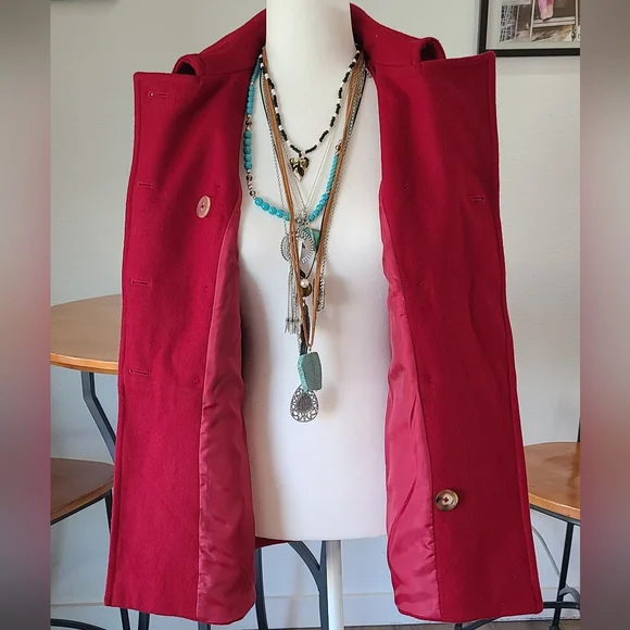 NWT'S- MICHAEL- MICHAEL KORS -Beautiful Womens Red Wool Blend Peacoat-Size Small - Picture 9 of 9